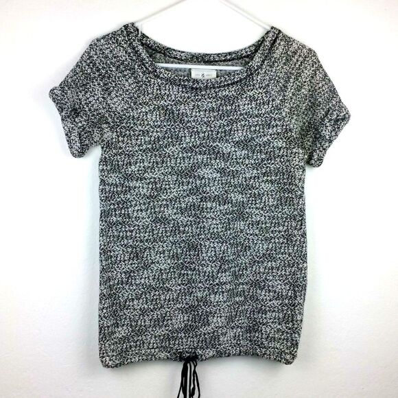 Lou & Grey Mottled Gray Short sleeve Drawstring Waist Knit Top - Picture 4 of 7